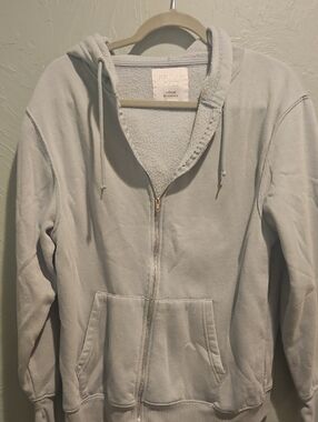 refuge Light Gray Zip-Up Oversized Lined Hoodie Jacket